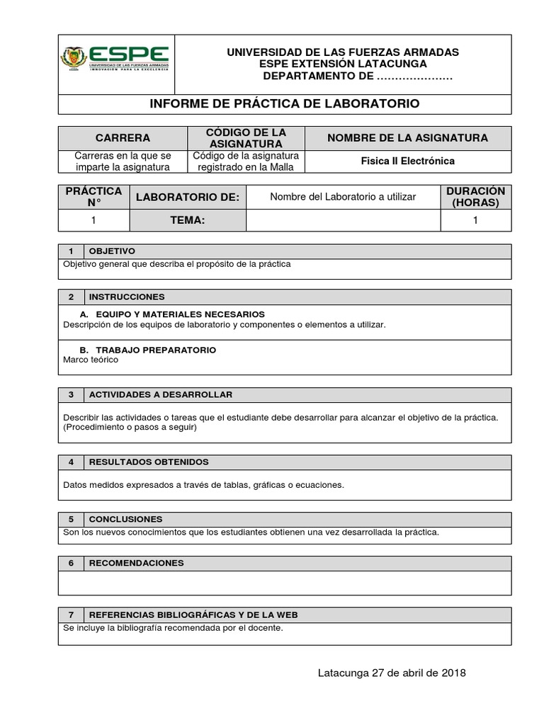 Formato Informe de Practicas de Laboratorio ESPE