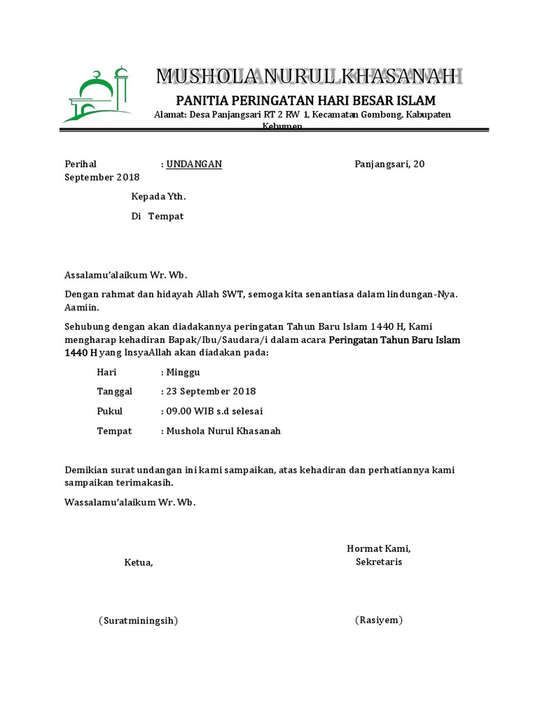 54 Koleksi Contoh Undangan Hari Besar Islam Gratis Terbaru