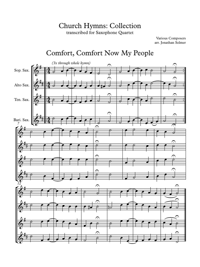 Sax Quartet Church Hymns Saxophone Church Music
