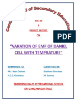 " Varation of Emf of Daniel Cell With Temprature": A Project Report ON