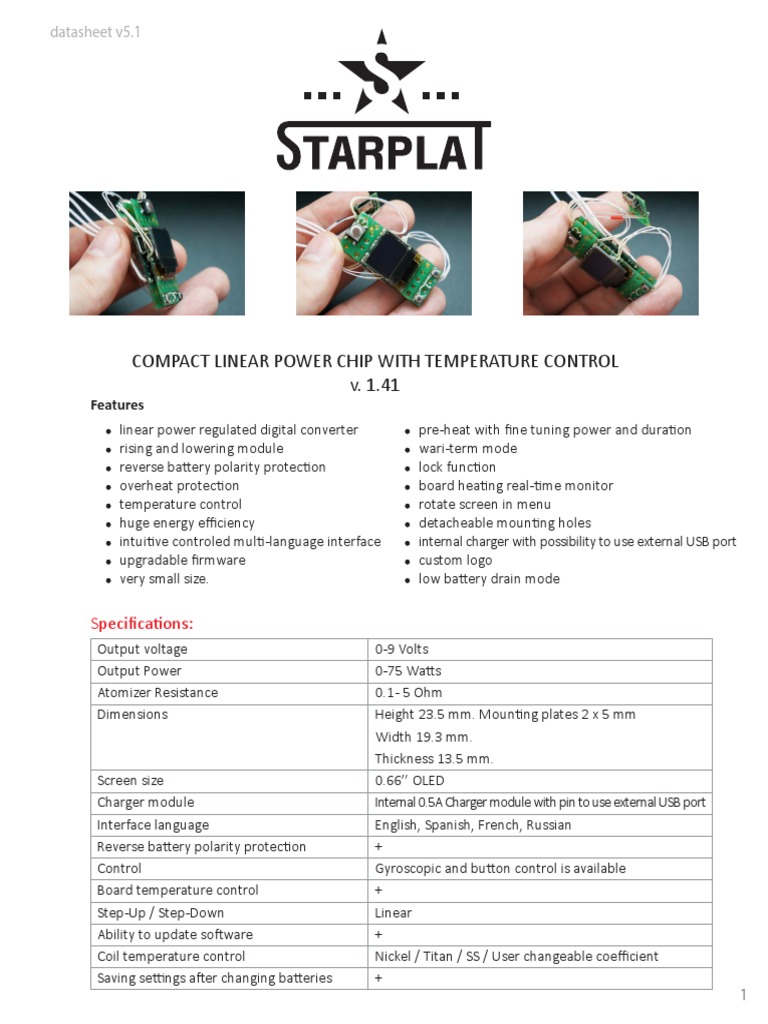 Compact Linear Power Chip Features | PDF | Battery Charger | Usb