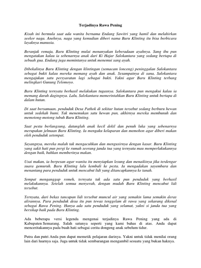 Terjadinya Rawa Pening Pdf