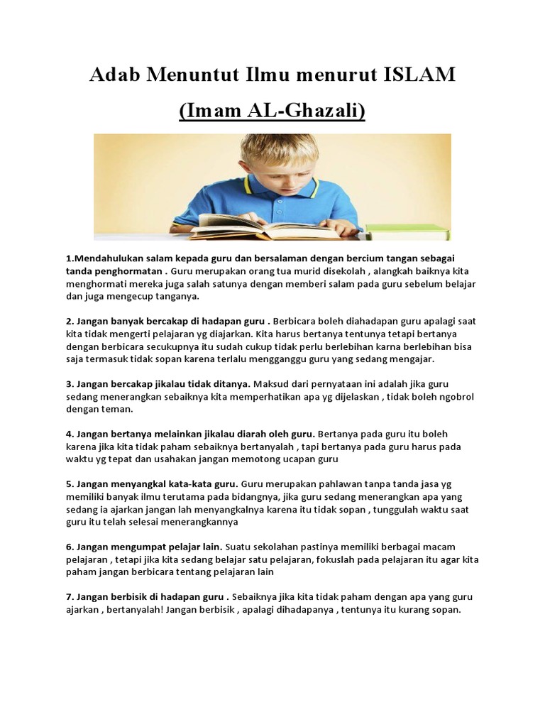 Adab Menuntut Ilmu Menurut Islam