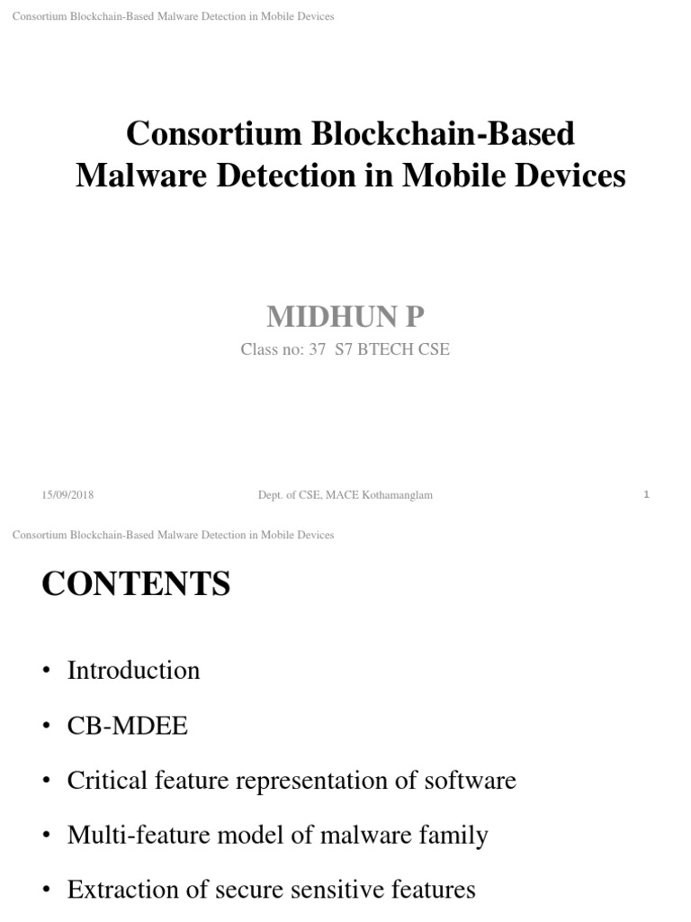 Consortium Blockchain-Based Malware Detection in Mobile Devices | PDF ...