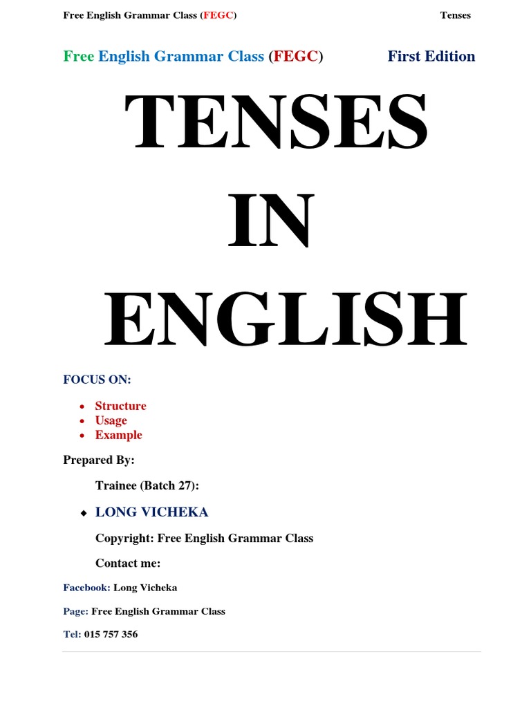 Tenses 2018 | PDF | Perfect (Grammar) | Verb
