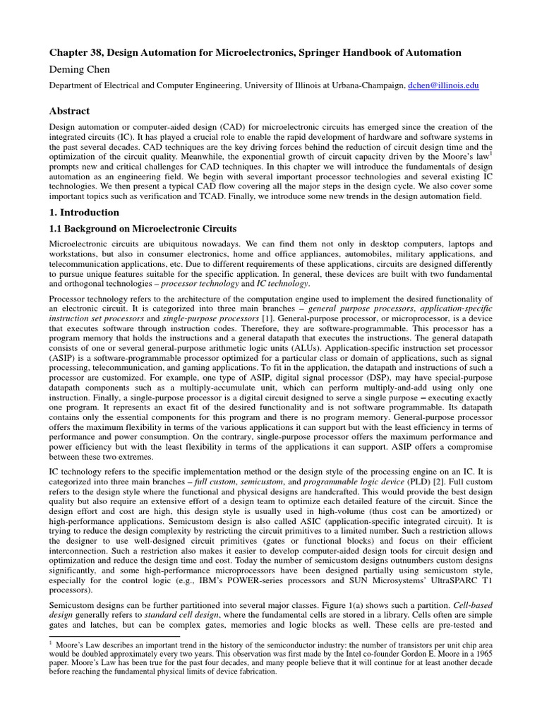 Design Automation in Microelectronics | PDF | Electronic Design ...