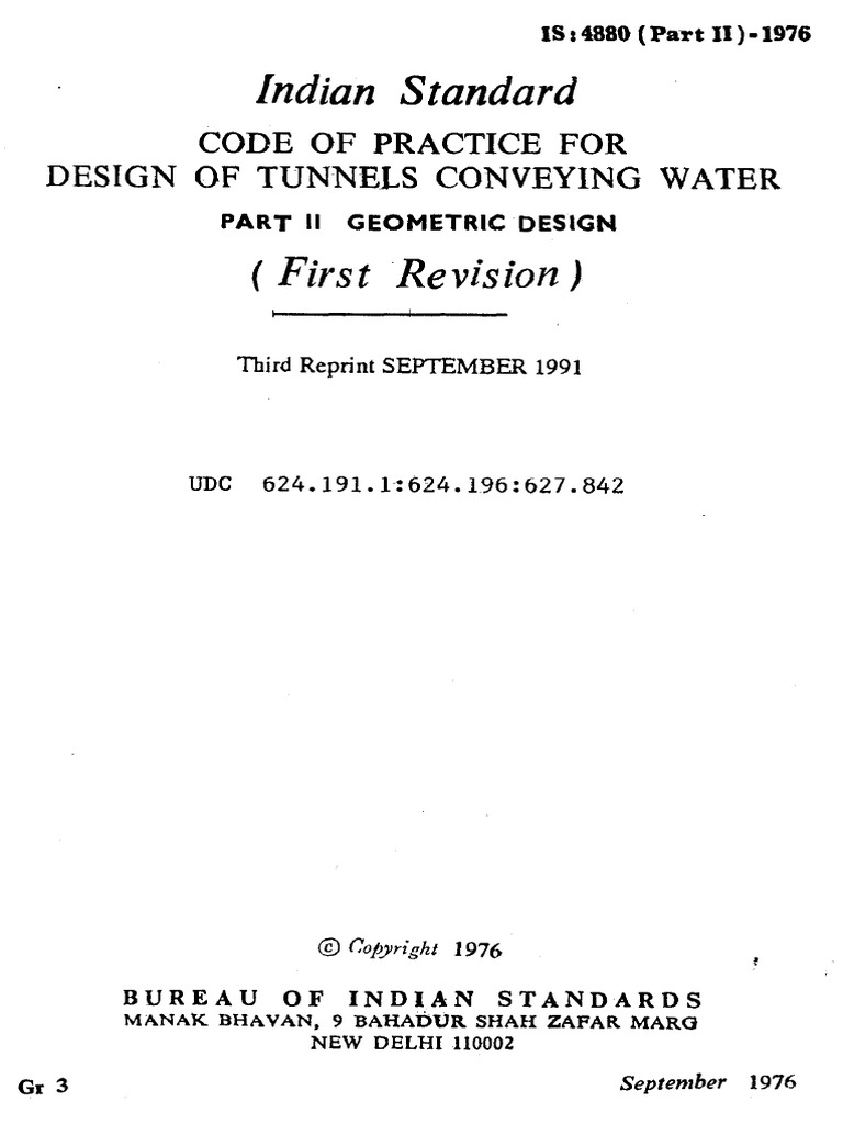 Indian Standard: Code of Practice For Design of Tunnej.3 Conveying ...