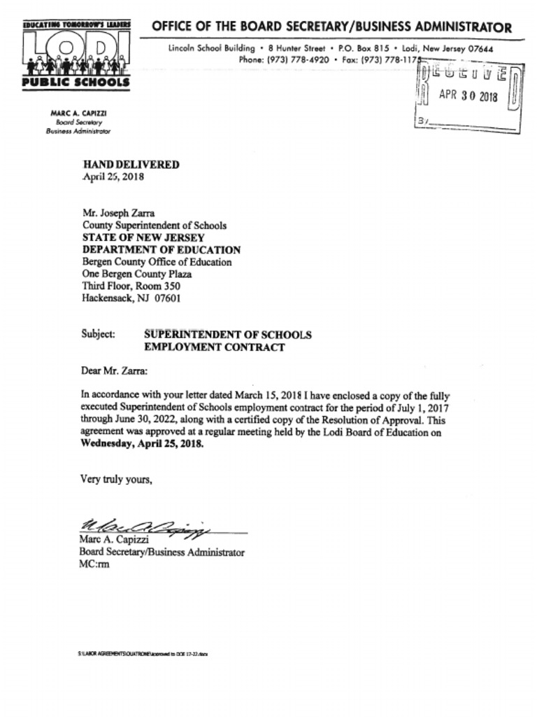 Lodi Superintendent of Schools Contract 2017-2022 | PDF