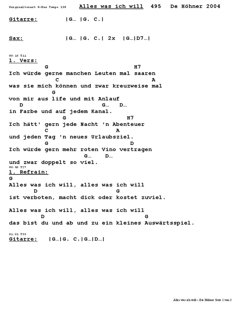 Alles Was Ich Will De Hohner