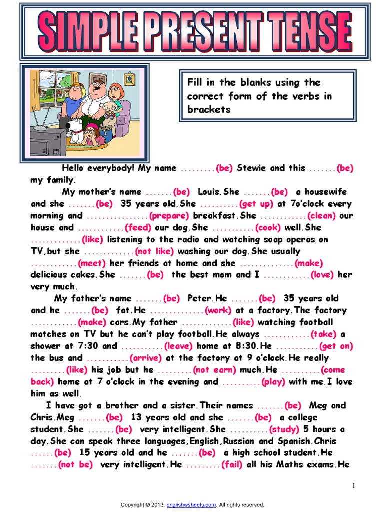 Simple Present Tense Reading 1 Pdf