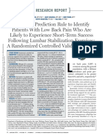 2014 a Clinical Prediction Rule to Identify Patients With Low Back Pain Who Are Likely to Experience Short-term Success Following Lumbar Stabilization Exercises; A Randomized Controlled Validation Study