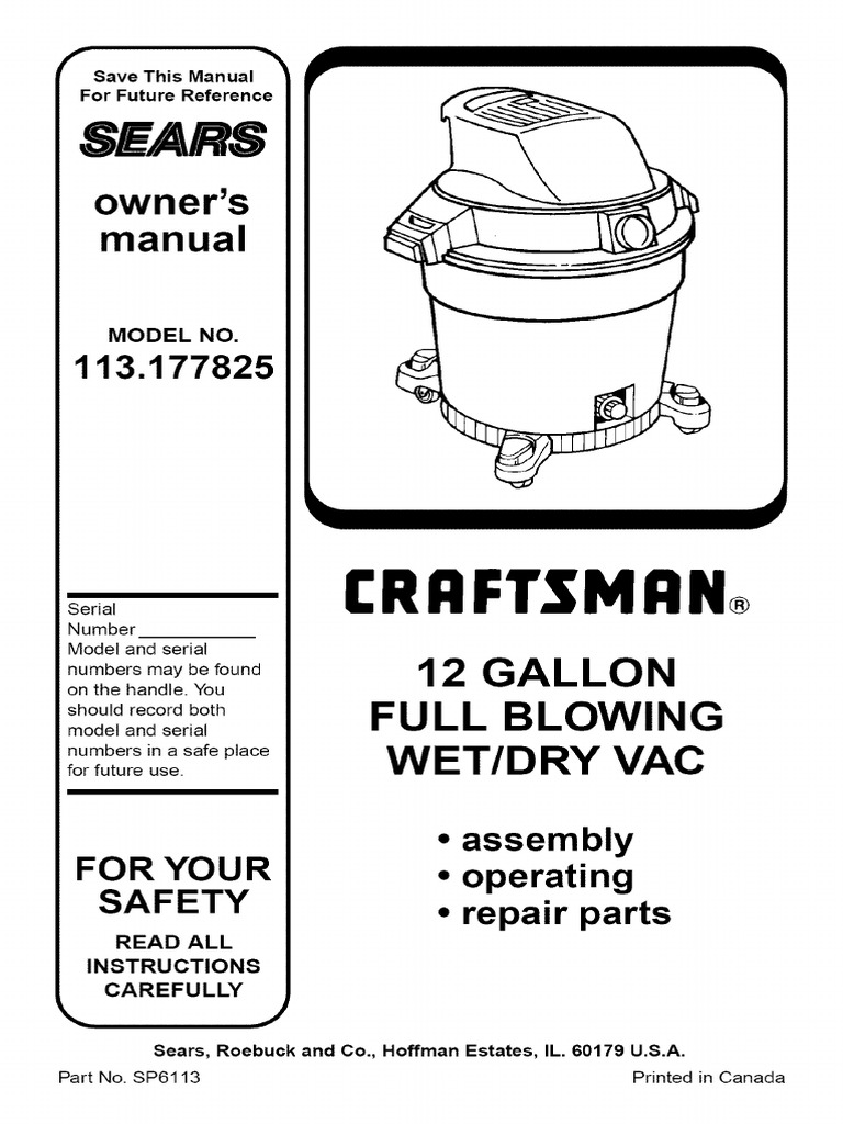 Craftsman Shop Vac Manual PDF Vacuum Cleaner Dust