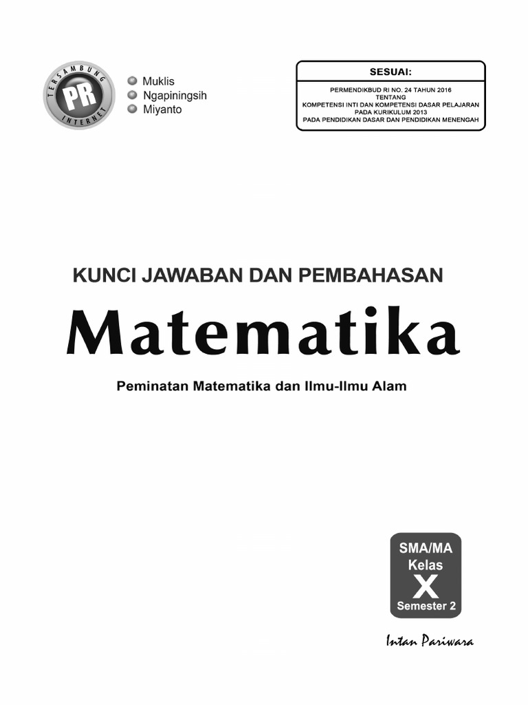 01 Kunci Mat 10b Peminatan K 13 2016 Pdf