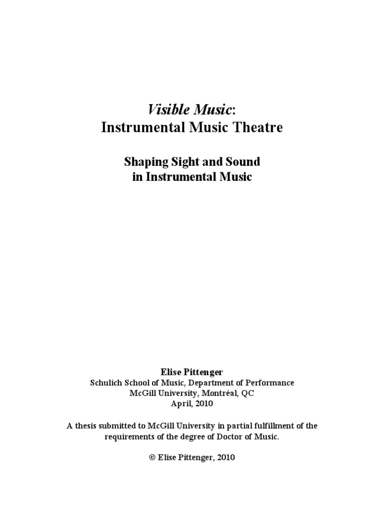 Visible Music Instrumental Music Theatre PDF | PDF | Composers | Theatre