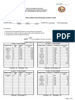 Evaluation Form For Incoming Fourth Year