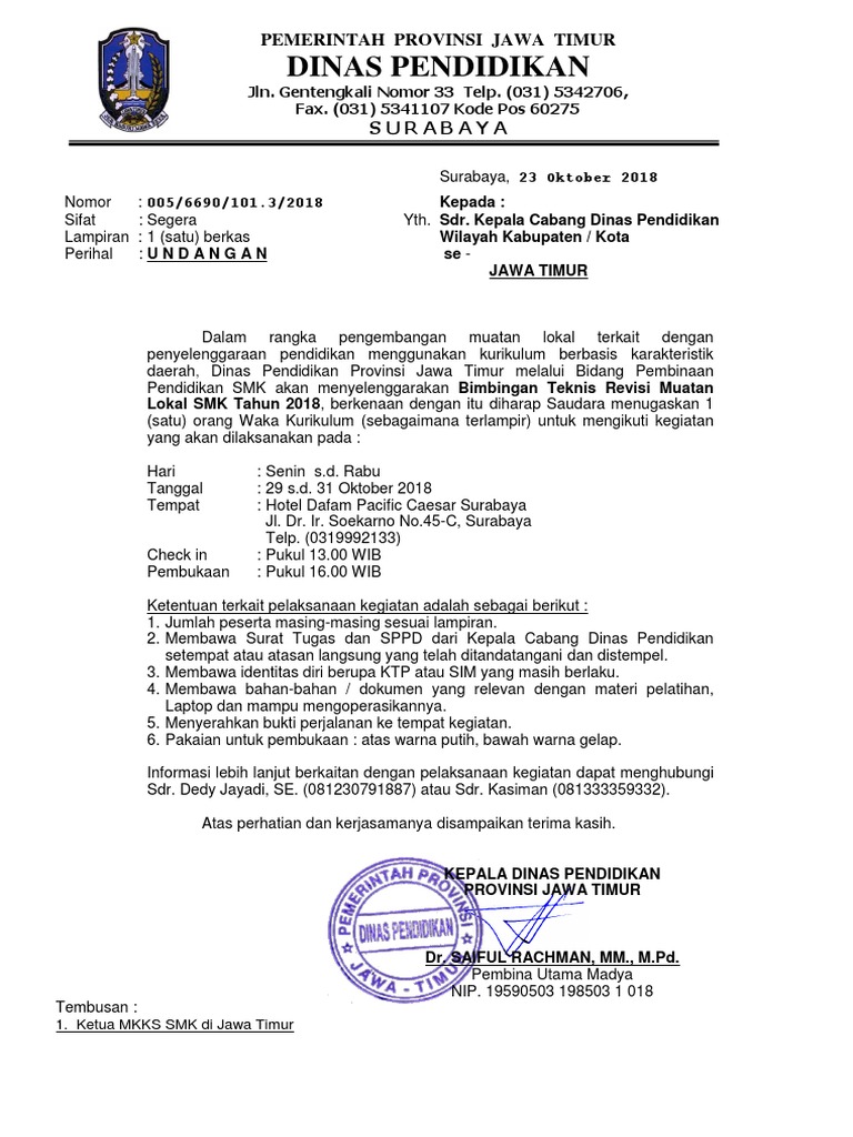 Contoh Kop Surat Dinas Pendidikan Provinsi Jawa Timur Contoh Kop Surat