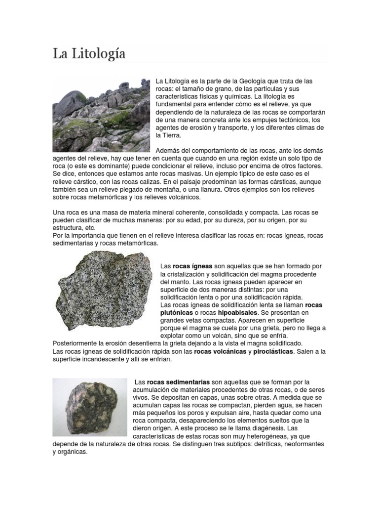 Introducción a la Litología y Rocas | PDF | Roca (geología) | Roca ígnea