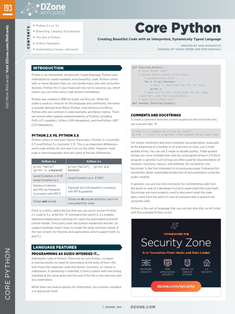 Core Python Cheat Sheet  Control Flow  Python (Programming Language)