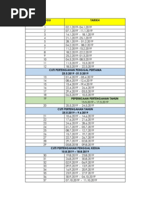 Bilangan Minggu Persekolahan 2017