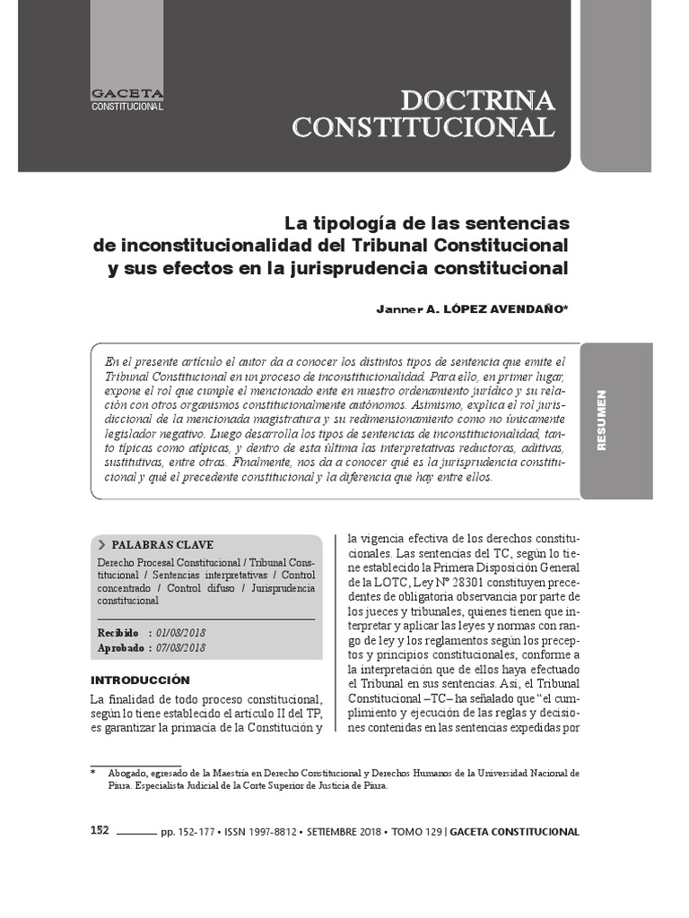 La tipología de las sentencias de inconstitucionalidad del Tribunal
