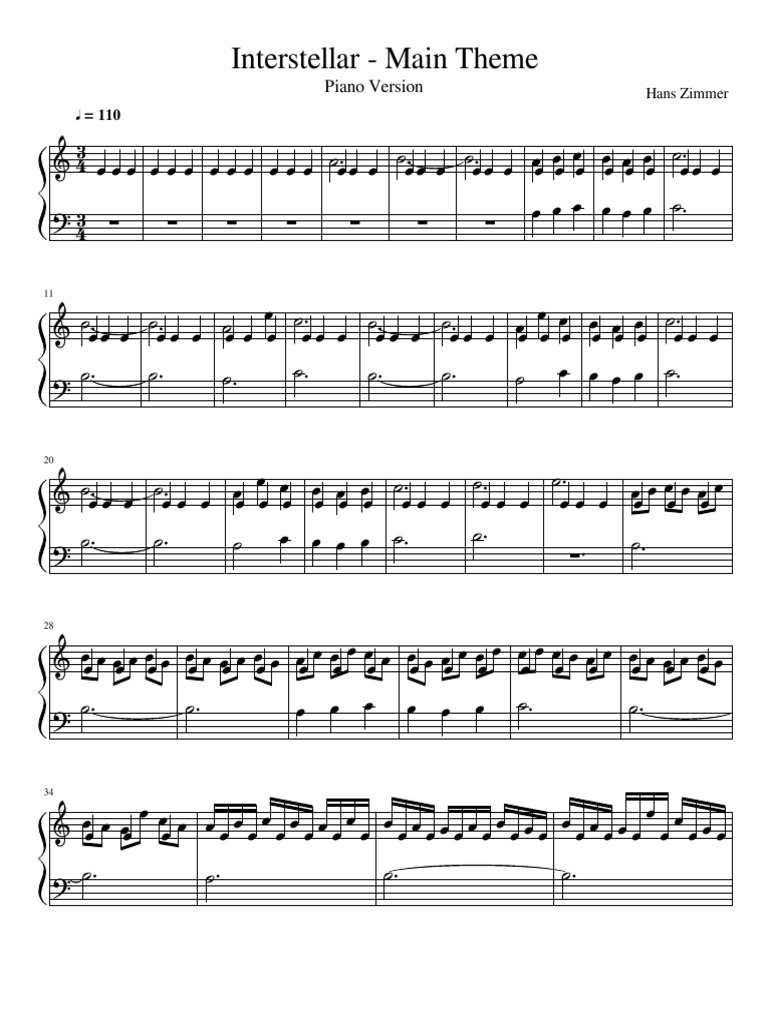 Interstellar Piano Sheet Music PDF | PDF | Leisure