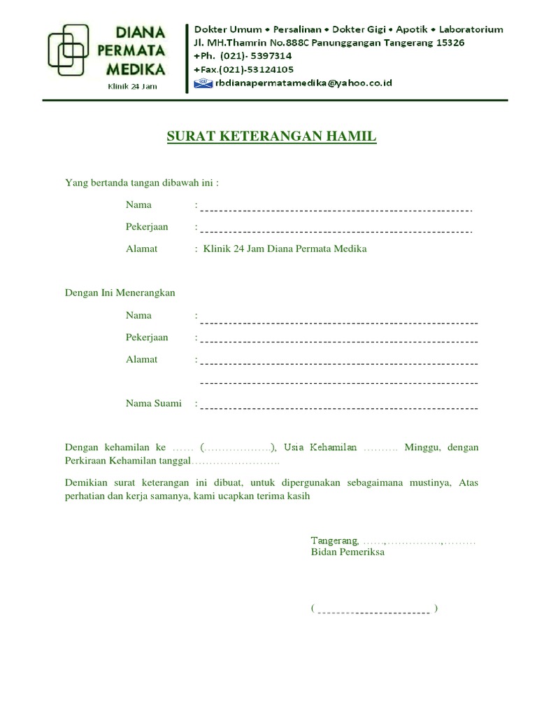 Surat Keterangan Hamil