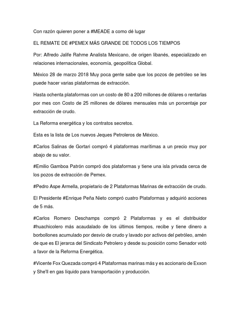 Alfredo Jalife PDF Petróleo México