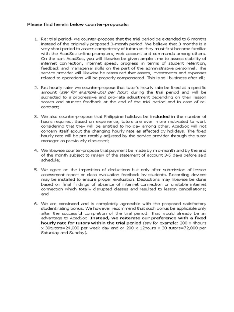 Please Find Herein Below Counter-Proposals | PDF | Internet | Business