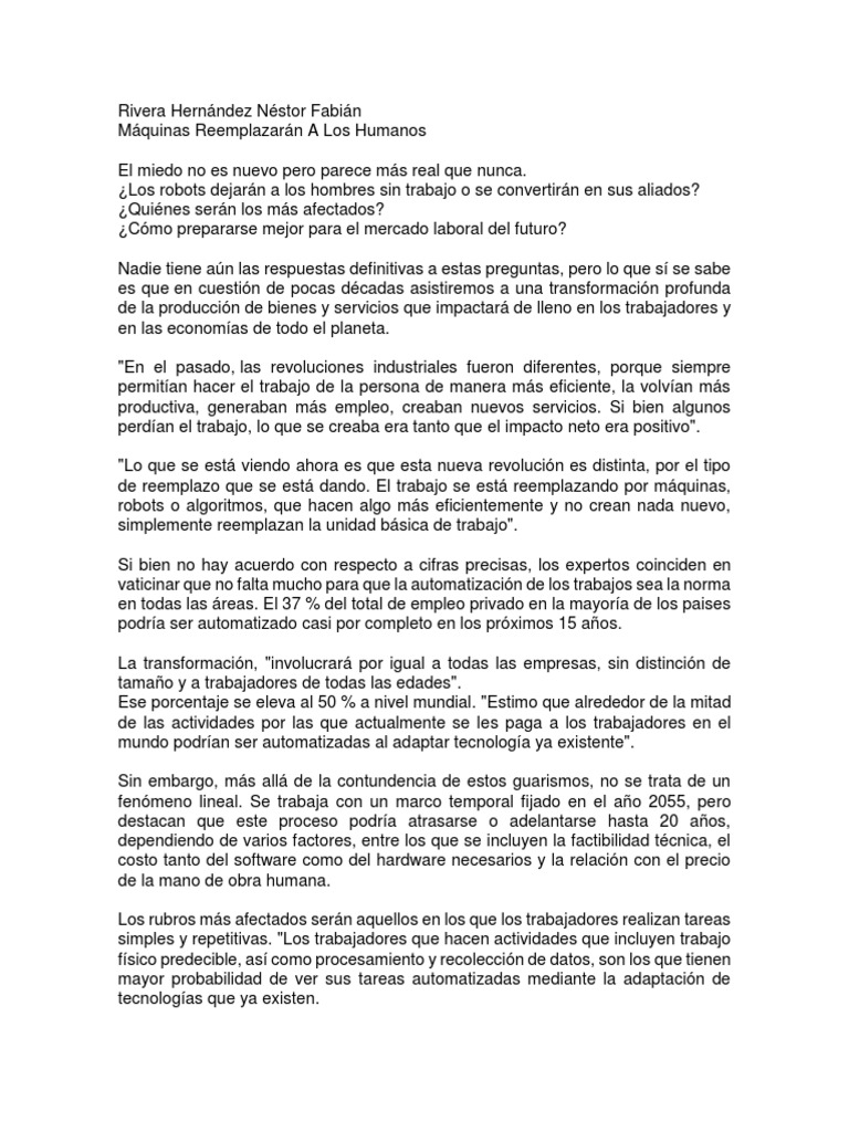Robots y el futuro del empleo humano | PDF | Automatización | Robot