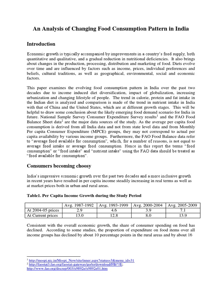 Evolving Food Consumption in India | PDF | Vegetable Oil | Foods