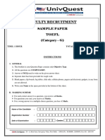 Faculty Recruitment Sample Paper Toefl (Category - G) : Time: 1 Hour Total No. of Questions: 30 Maximum Marks: 60