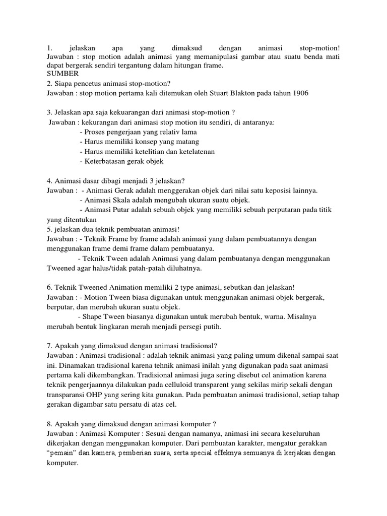 Sebutkan Jenis Animasi Yang Dapat Dibuat Menggunakan