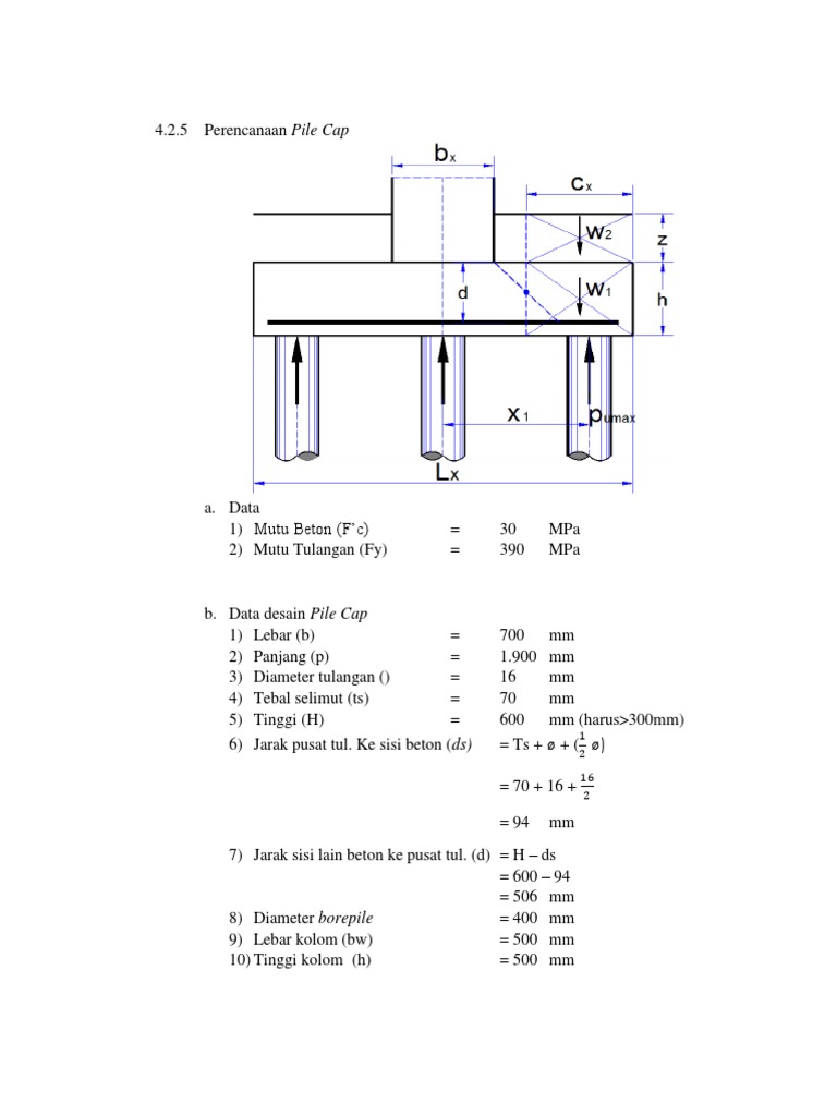 Perencanaan dan Penulangan Pile Cap | PDF | Metode & Bahan Ajar