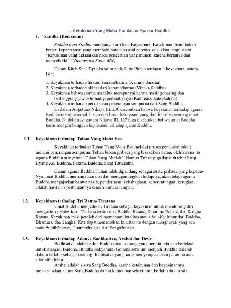 Ketuhanan Yang Maha Esa Dalam Ajaran Buddha Pdf