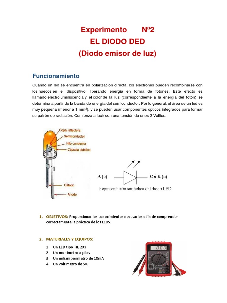 Funcionamiento del Diodo LED | PDF | Diodo emisor de luz | Diodo