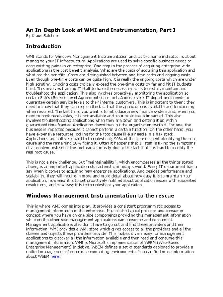Understanding WMI Architecture and Benefits | PDF | Method (Computer ...