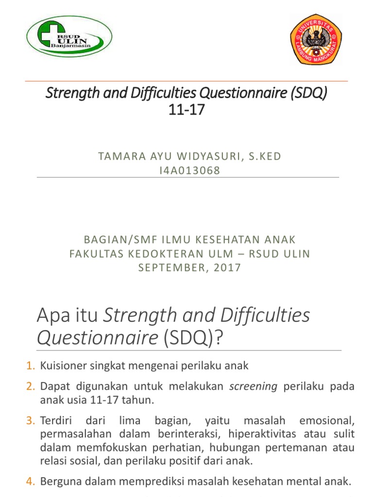 Strengths and Difficulties Questionnaire | PDF