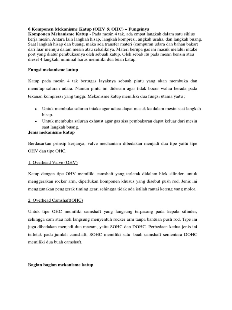 6 Komponen Mekanisme Katup Pdf