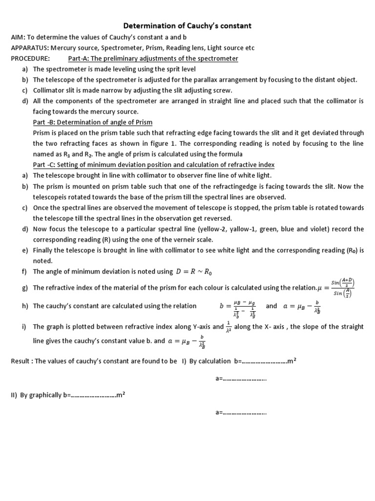 Determine the cauchy constant download free pdf prism telescope