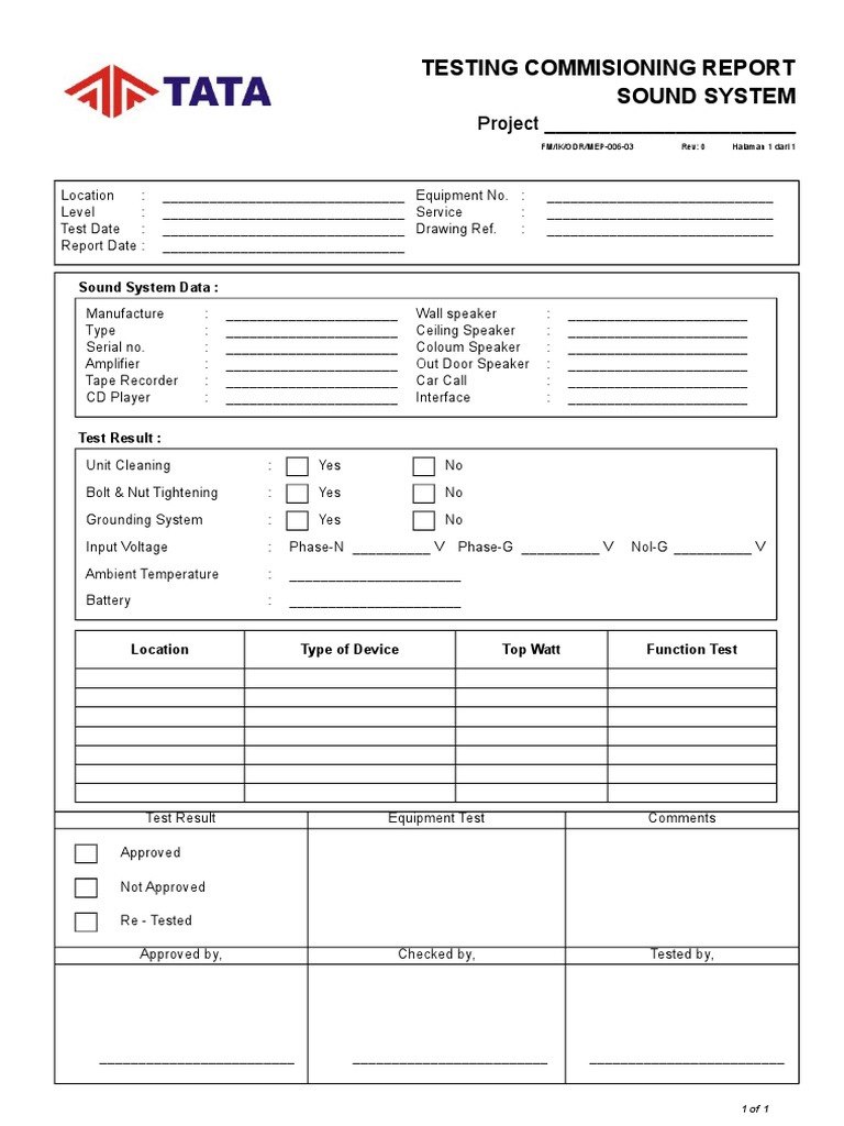 Sound System Testing Commissioning Report | PDF | Audio Electronics ...