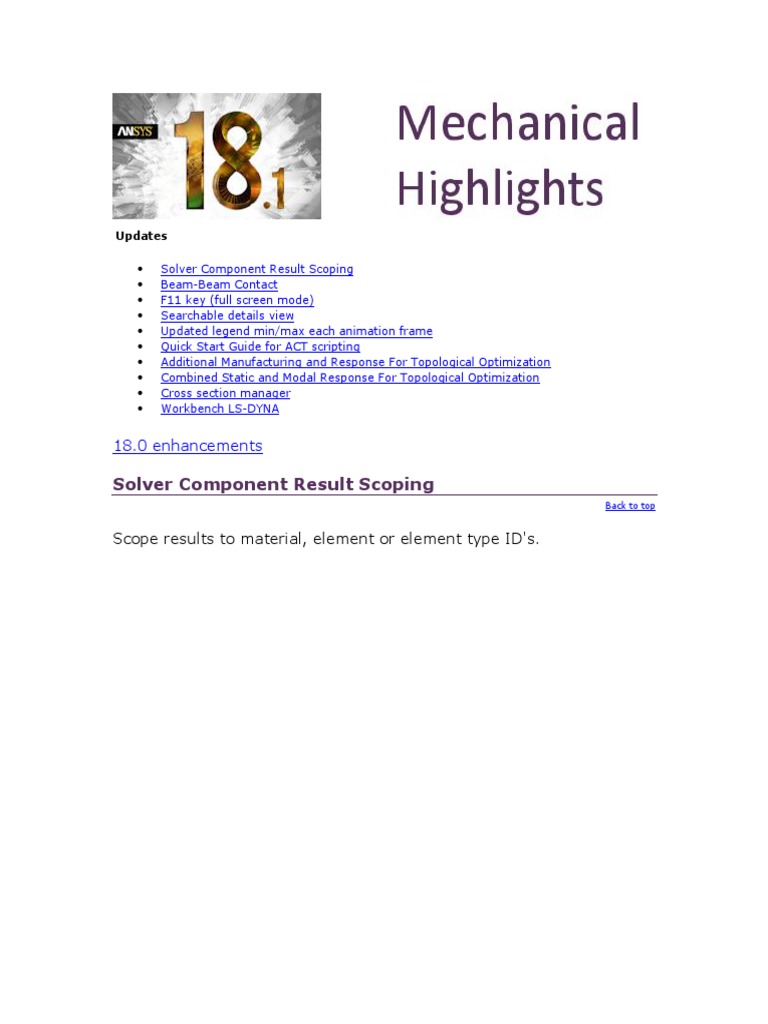 Ansys 18 1 Improvements Download Free Pdf Mathematical Optimization