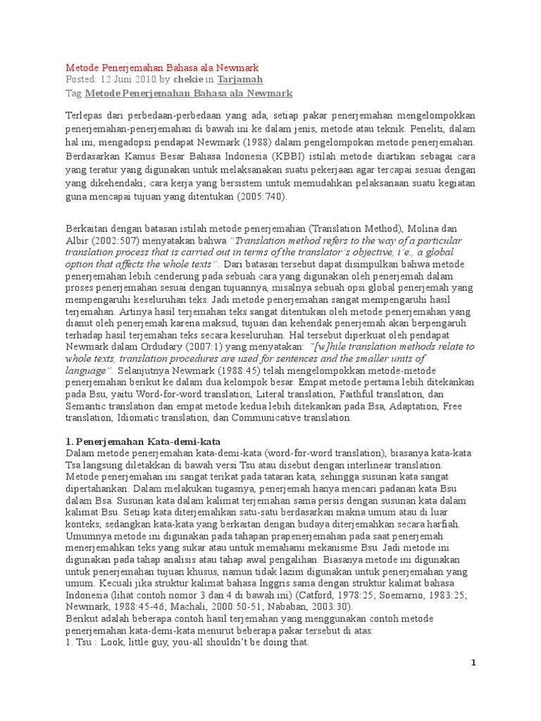 Metode Penerjemahan Bahasa Ala Newmark Sudah Dibaca Pdf