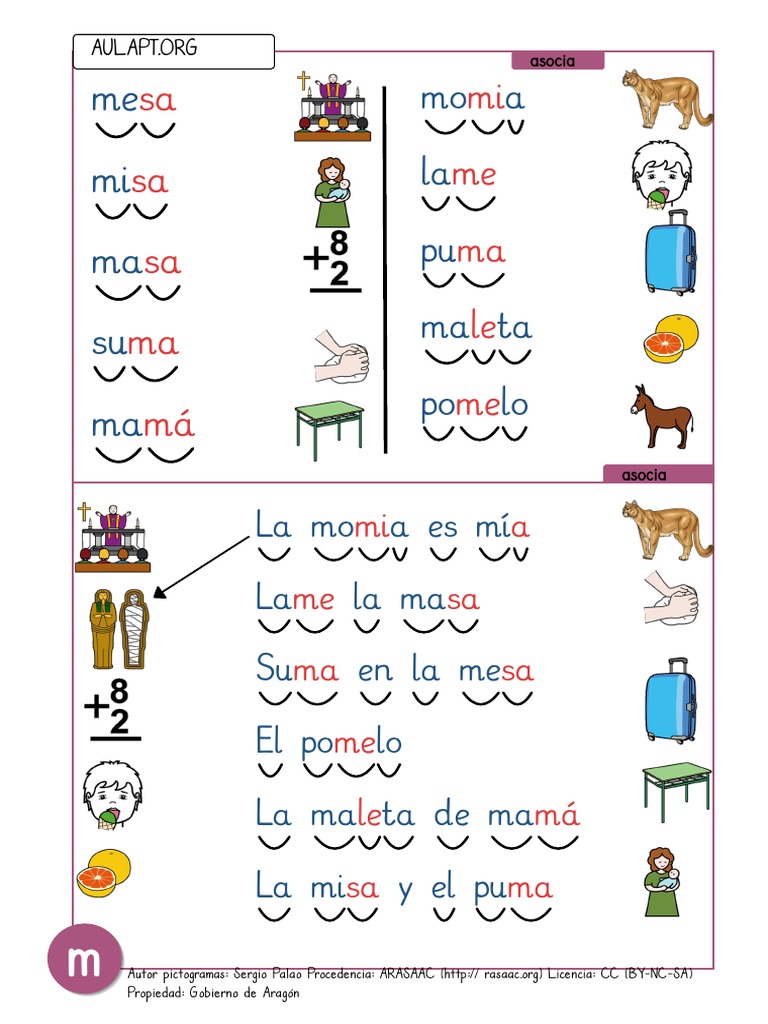 Palabras con M y Actividades de Lectura | PDF