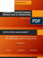 Lesson 1: Understanding Production & Operations: Course Code: OM1