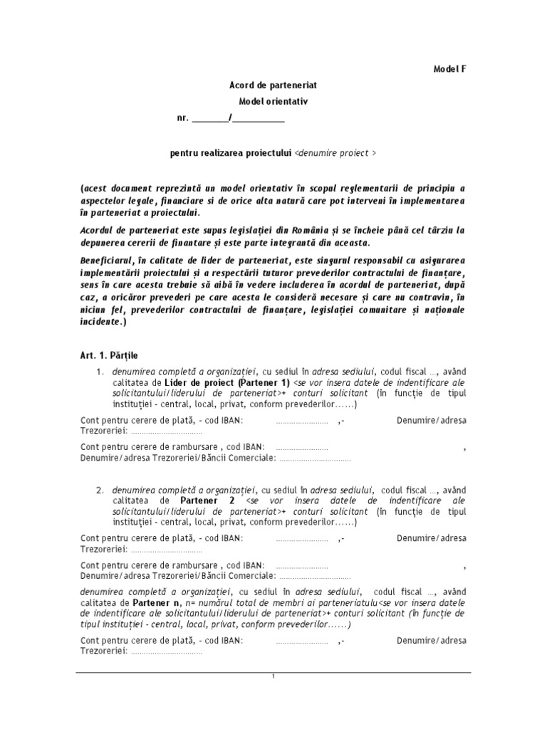 Model F Acord Parteneriat | PDF