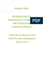 Introducere in Pedagogie Si Teoria Si Metodologia Curriculumului Curs