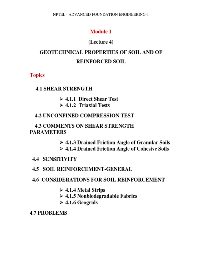 Geotechnical Properties of Soil PDF | PDF