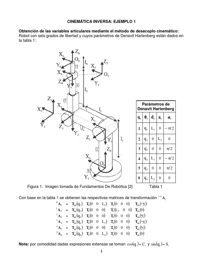 Cinemática Inversa en Robots 6GDL | PDF | Matriz (Matemáticas) | Vector ...