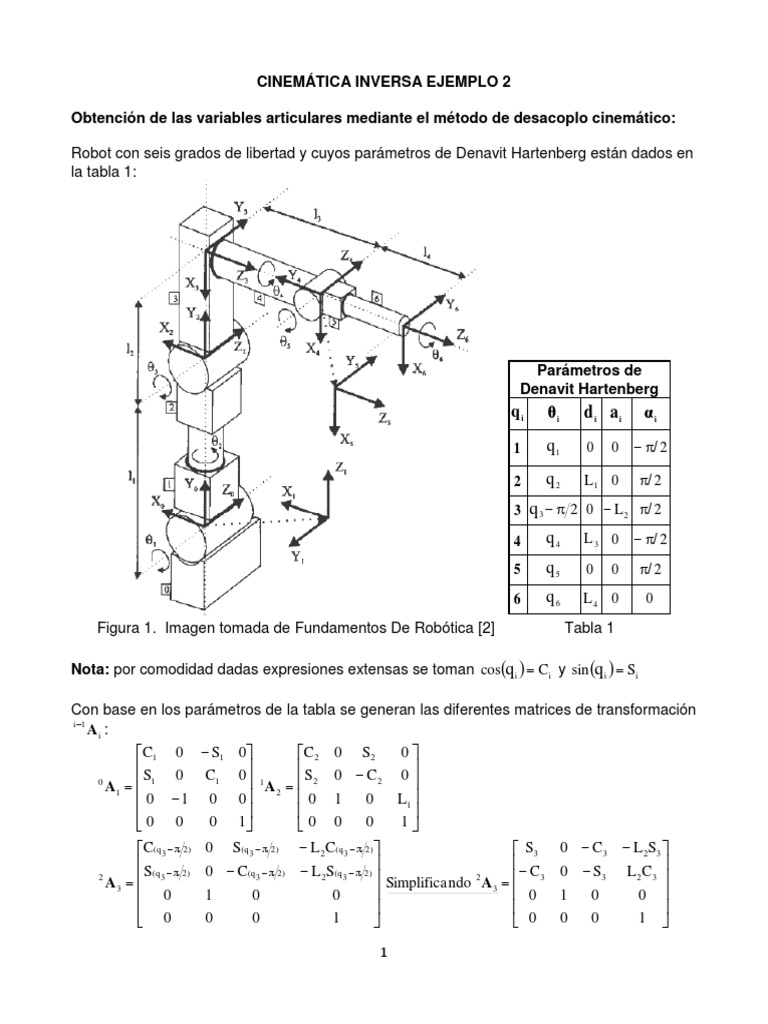 Cinemática Inversa Ejemplo2 | PDF | Matriz (Matemáticas) | Vector ...