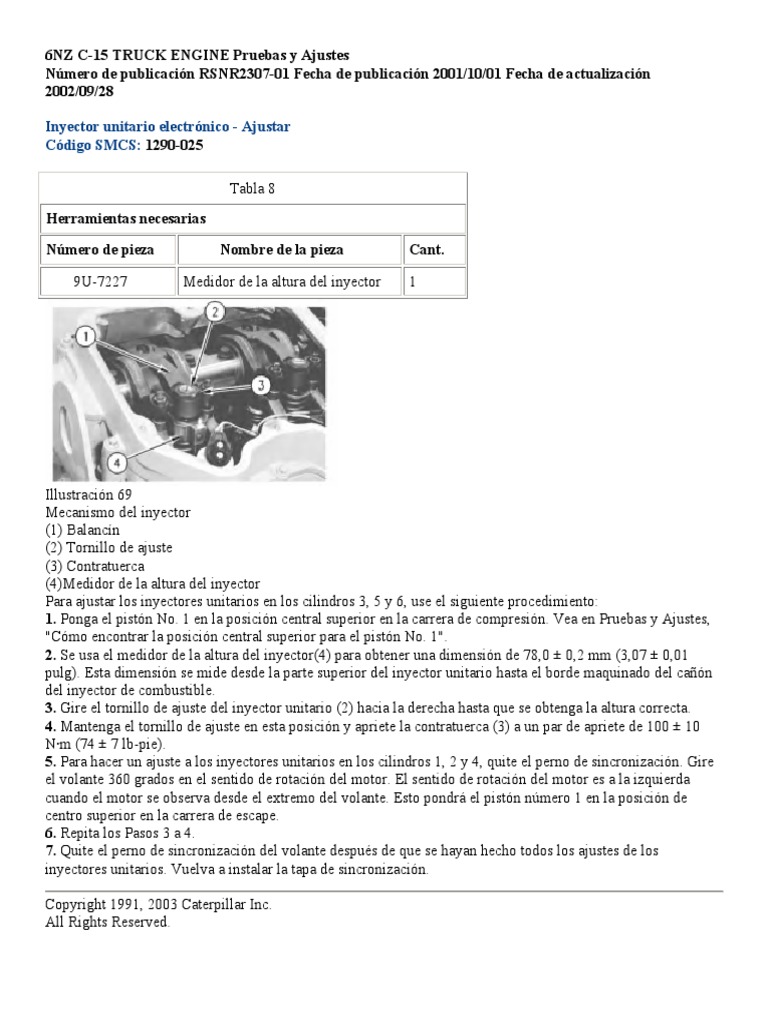 Altura Del Inyector Del Pin De Sincronización Automática Del